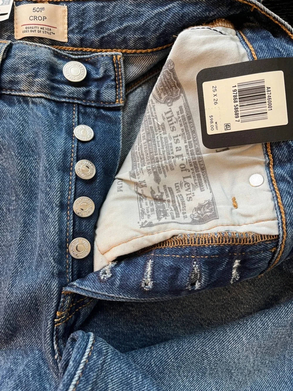 Levi's 501 Original Fit Cropped Lightweight Women’s Jeans size 25 NWT - Picture 8 of 9